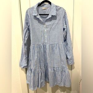 Blue and White Striped Dress